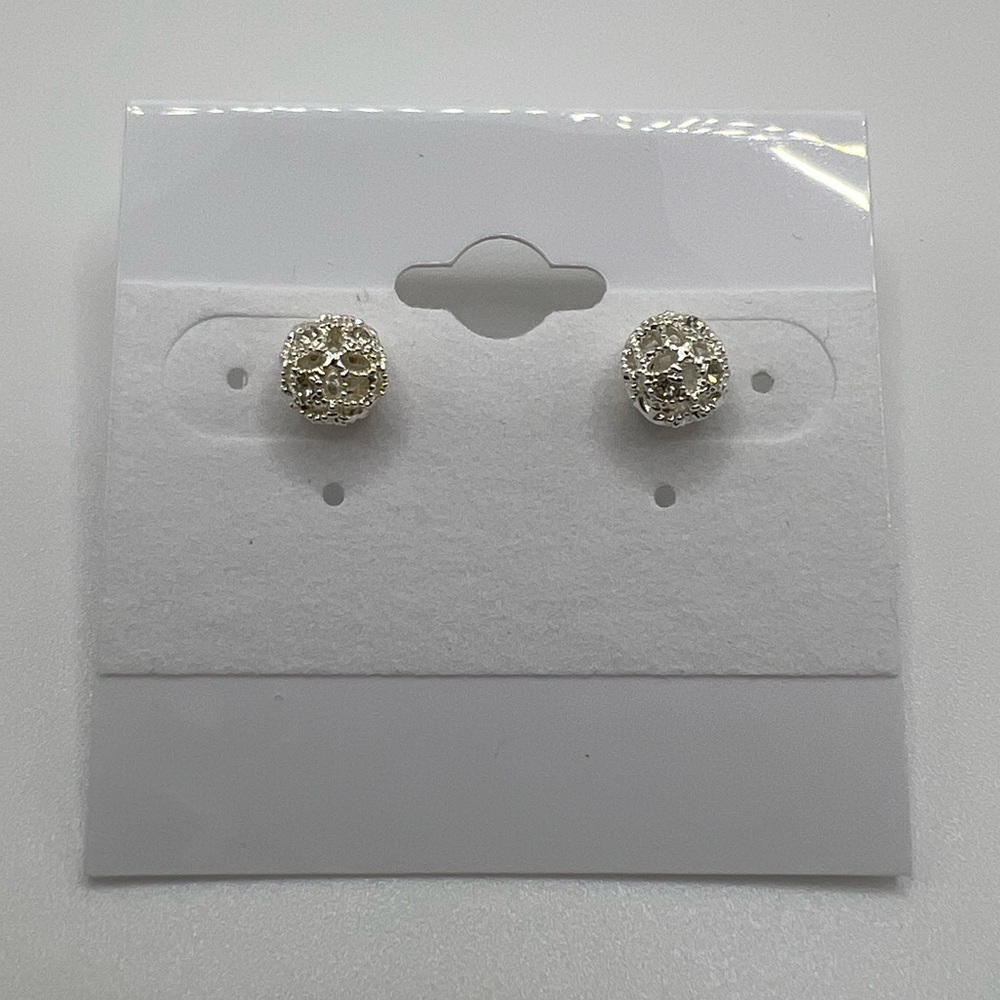 Sterling Silver & CZ Ball Stud Earrings.